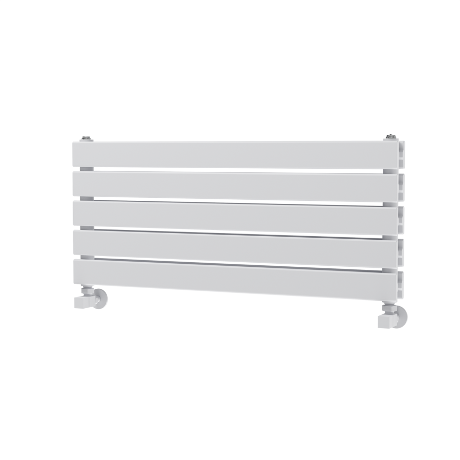 Riace Linea White Flat Designer Radiator 350x800mm Double Panel 1693 BTU - Horizontal Bars