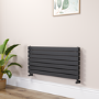 Riace Linea Midnight Black Flat Designer Radiator 490x1000mm Double Panel 2898 BTU - Horizontal Bars