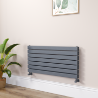Riace Linea Dark Grey Anthracite Flat Designer Radiator 490x1000mm Double Panel 2898 BTU - Horizontal Bars