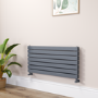 Riace Linea Dark Grey Anthracite Flat Designer Radiator 490x1000mm Double Panel 2898 BTU - Horizontal Bars