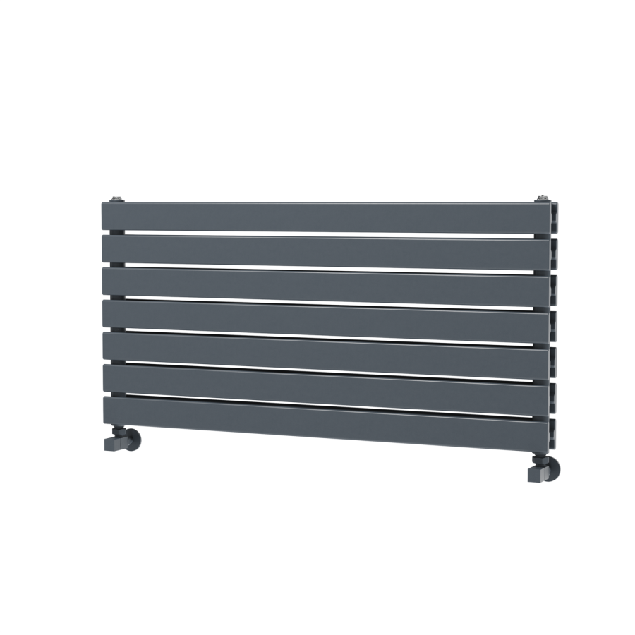 Riace Linea Dark Grey Anthracite Flat Designer Radiator 490x1000mm Double Panel 2898 BTU - Horizontal Bars