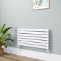 Riace Linea White Flat Designer Radiator 490x1000mm Double Panel 2898 BTU - Horizontal Bars