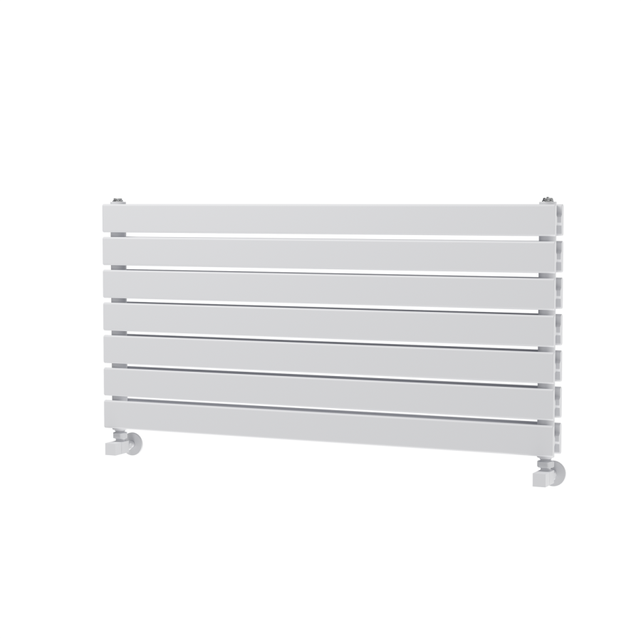 Riace Linea White Flat Designer Radiator 490x1000mm Double Panel 2898 BTU - Horizontal Bars