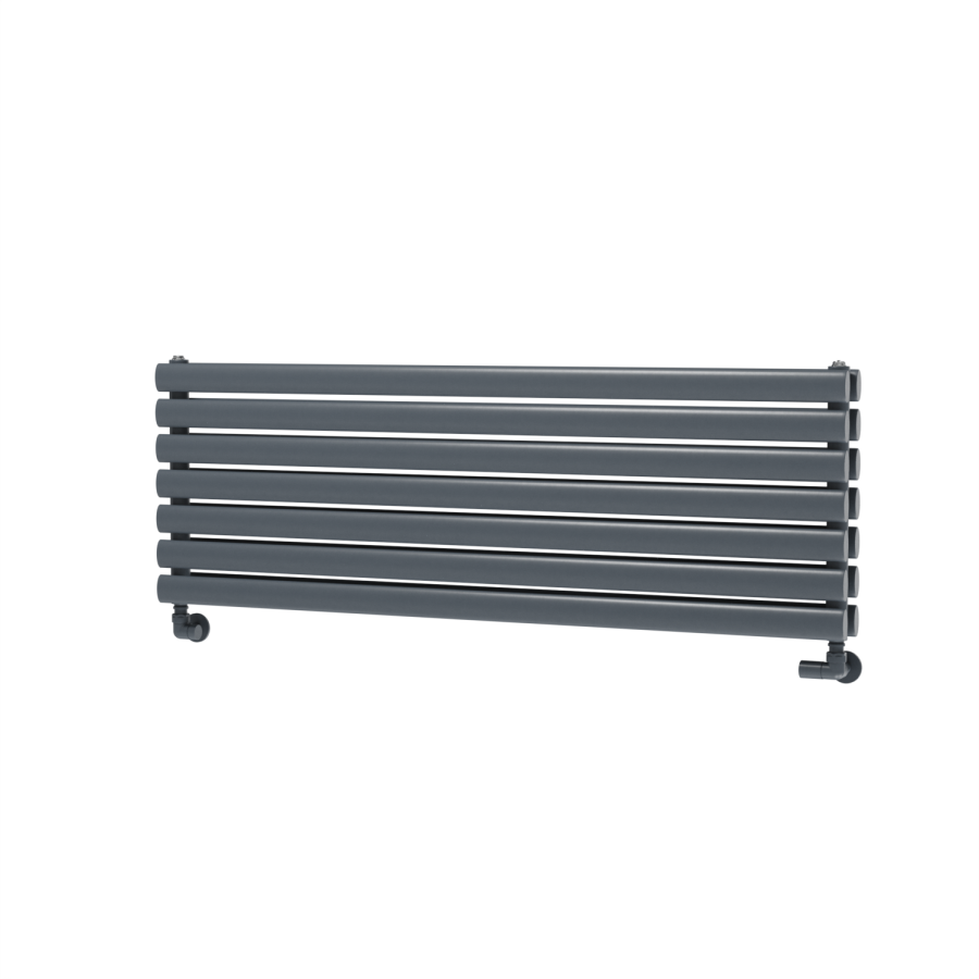 Sorrento Linea Anthracite Oval Designer Radiator 413x1200mm Double Panel 3048 BTU - Horizontal Bars