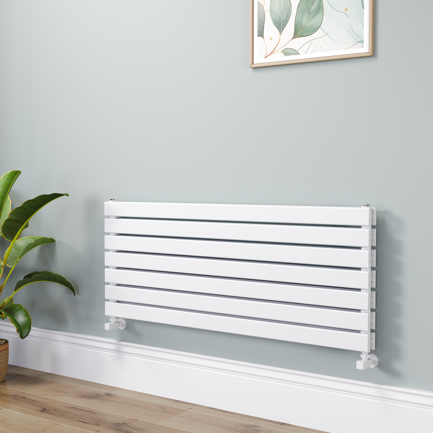 Riace White Flat Designer Radiator 490X1200mm Double Panel 3410 Btu