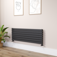 Riace Midnight Black Flat Designer Radiator 490x1400mm Double Panel 3908 BTU