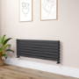 Riace Midnight Black Flat Designer Radiator 490x1400mm Double Panel 3908 BTU
