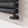 Sorrento Linea Midnight Black Oval Designer Radiator 413x1600mm Double Panel 3973 BTU - Horizontal Bars