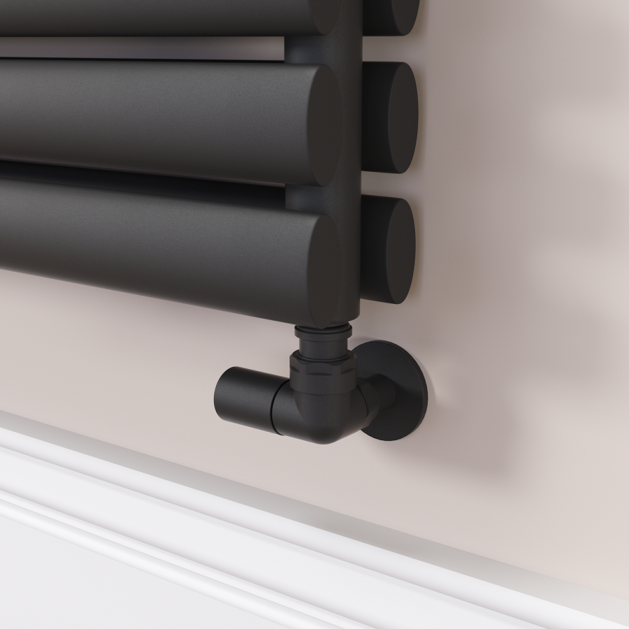 Sorrento Linea Midnight Black Oval Designer Radiator 413x1600mm Double Panel 3973 BTU - Horizontal Bars