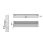 Sorrento Linea Midnight Black Oval Designer Radiator 413x1600mm Double Panel 3973 BTU - Horizontal Bars