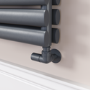 Sorrento Linea Dark Grey Anthracite Oval Designer Radiator 413x1600mm Double Panel 3973 BTU - Horizontal Bars