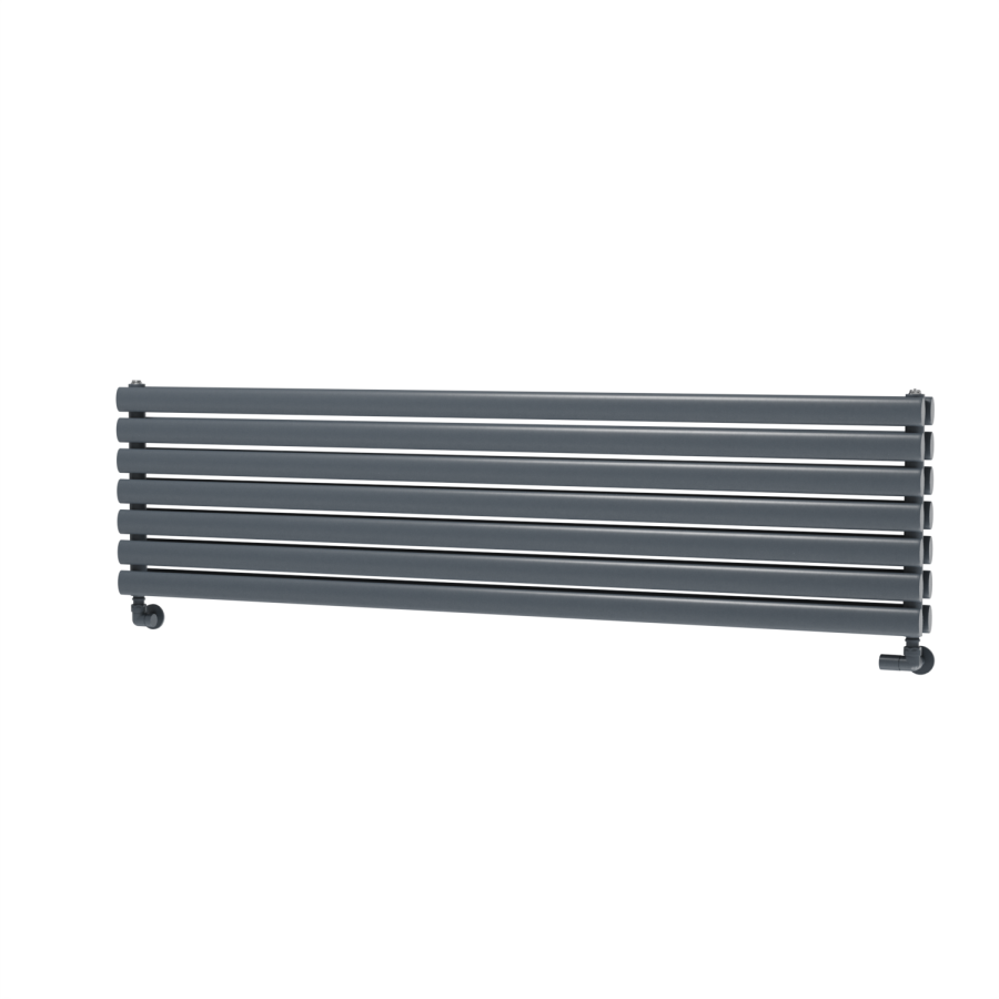 Sorrento Linea Dark Grey Anthracite Oval Designer Radiator 413x1600mm Double Panel 3973 BTU - Horizontal Bars