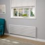 Riace Linea White Flat Designer Radiator 490x1600mm Double Panel 4392 BTU - Horizontal Bars
