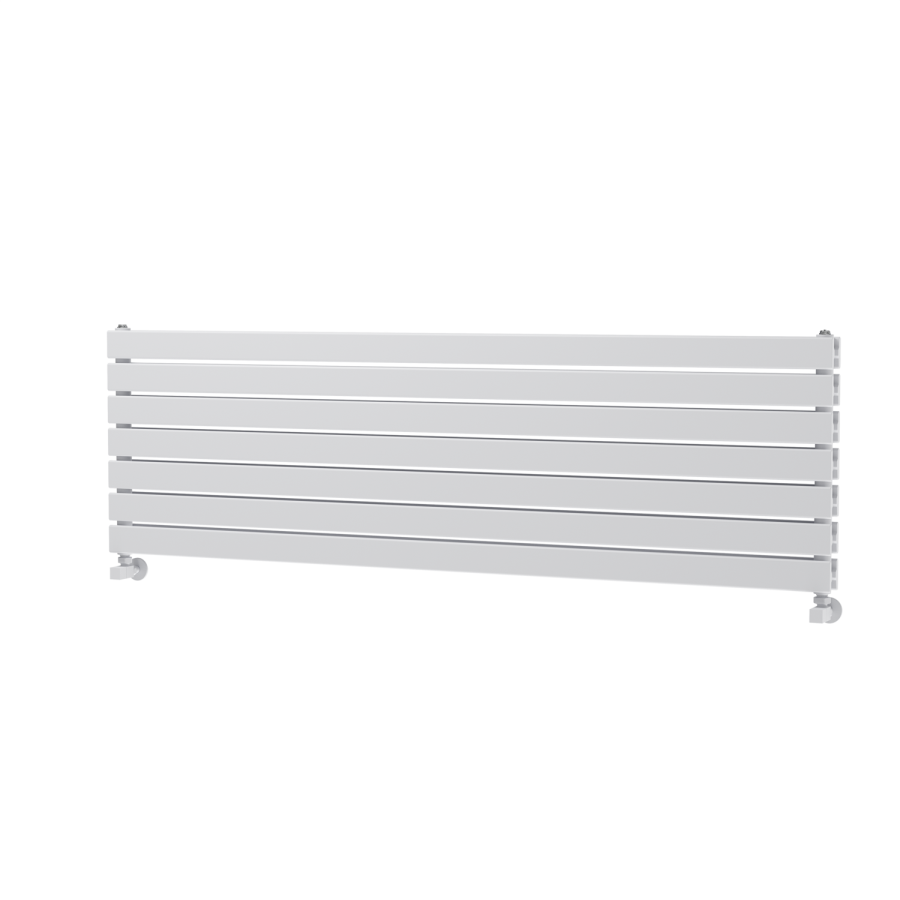 Riace Linea White Flat Designer Radiator 490x1600mm Double Panel 4392 BTU - Horizontal Bars