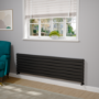 Riace Linea Midnight Black Flat Designer Radiator 490x1800mm Double Panel 4863 BTU - Horizontal Bars