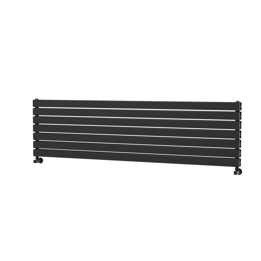 Riace Linea Midnight Black Flat Designer Radiator 490x1800mm Double Panel 4863 BTU - Horizontal Bars