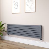 Riace Dark Grey Anthracite Flat Designer Radiator 490x1800mm Double Panel 4863 BTU