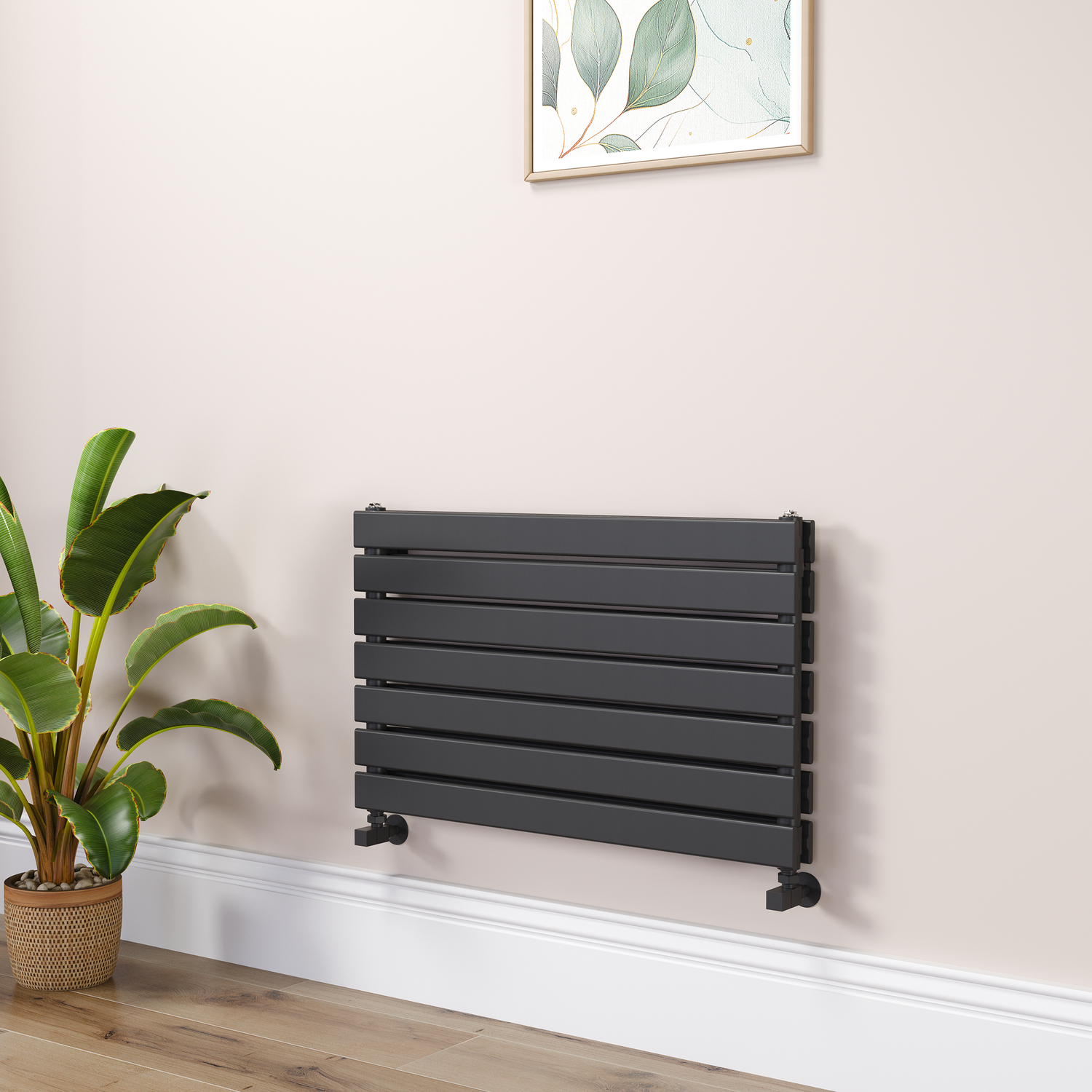 Riace Midnight Black Flat Designer Radiator 490X800mm Double Panel 2369 Btu