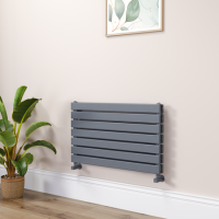 Riace Linea Dark Grey Anthracite Flat Designer Radiator 490x800mm Double Panel 2369 BTU - Horizontal Bars