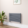 Riace Linea Dark Grey Anthracite Flat Designer Radiator 490x800mm Double Panel 2369 BTU - Horizontal Bars