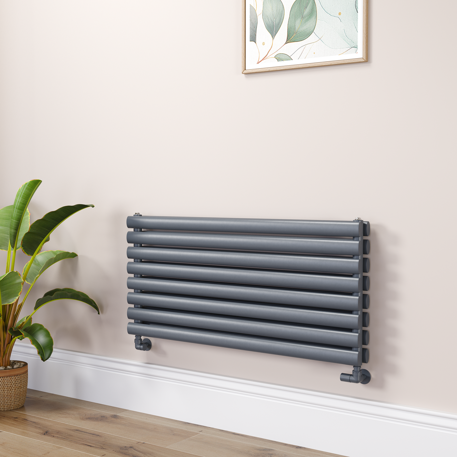 Sorrento Dark Grey Anthracite Oval Designer Radiator 472X1000mm Double Panel 2952 Btu