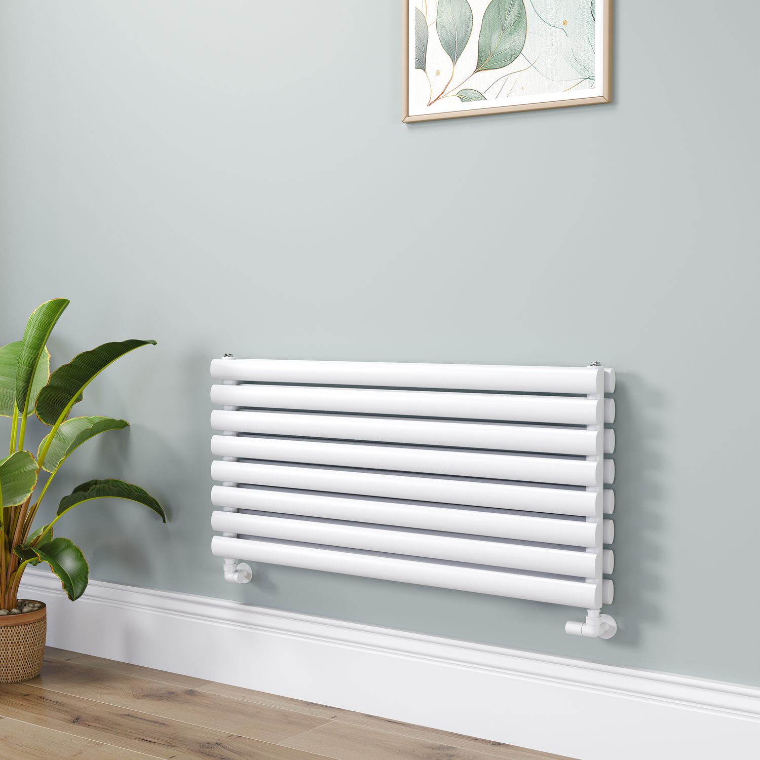Sorrento White Oval Designer Radiator 472X1000mm Double Panel 2952 Btu