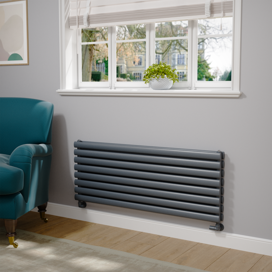 Sorrento Linea Dark Grey Anthracite Oval Designer Radiator 472x1200mm ...