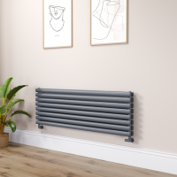 Sorrento Linea Anthracite Oval Designer Radiator 472x1400mm Double Panel 4010 BTU - Horizontal Bars