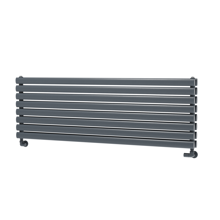 Sorrento Linea Anthracite Oval Designer Radiator 472x1400mm Double Panel 4010 BTU - Horizontal Bars