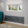Sorrento Linea Anthracite Oval Designer Radiator 472x1800mm Double Panel 5072 BTU - Horizontal Bars