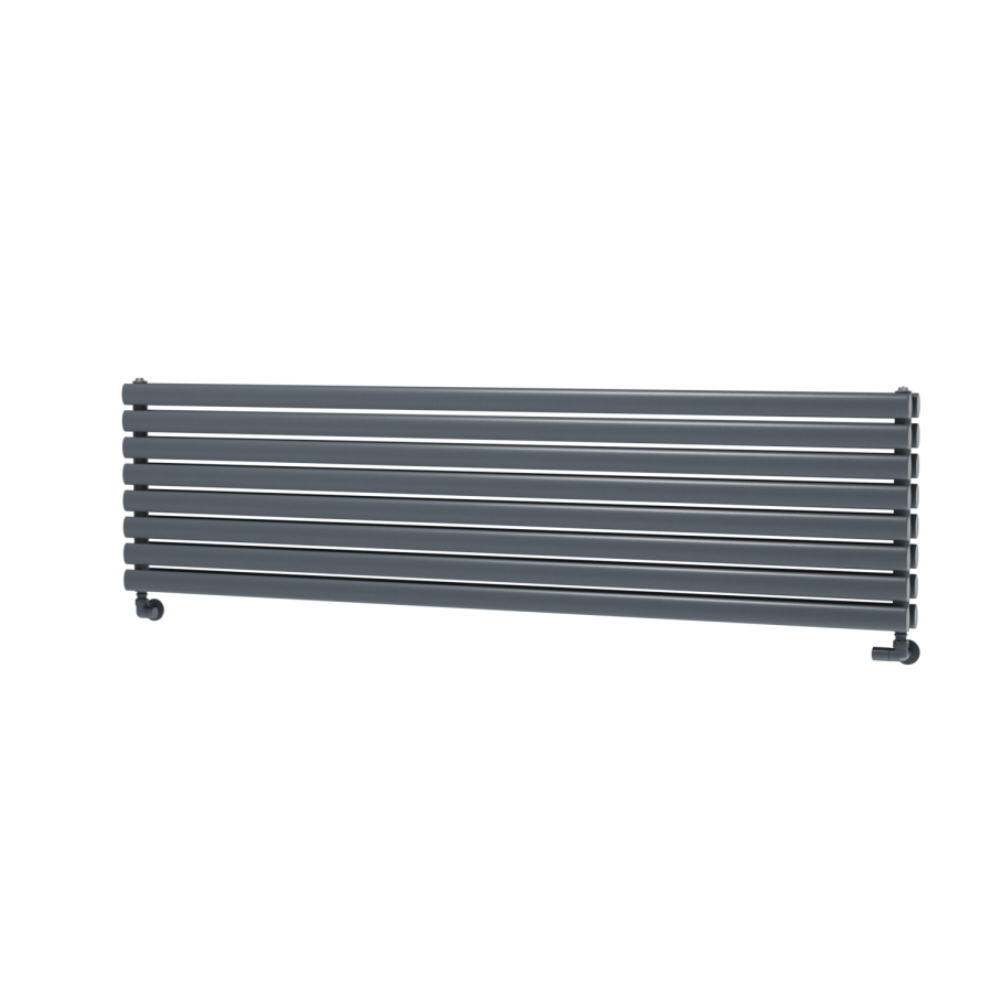 Sorrento Linea Anthracite Oval Designer Radiator 472x1800mm Double Panel 5072 BTU - Horizontal Bars