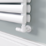 Sorrento Linea White Oval Designer Radiator 472x1800mm Double Panel 5072 BTU - Horizontal Bars