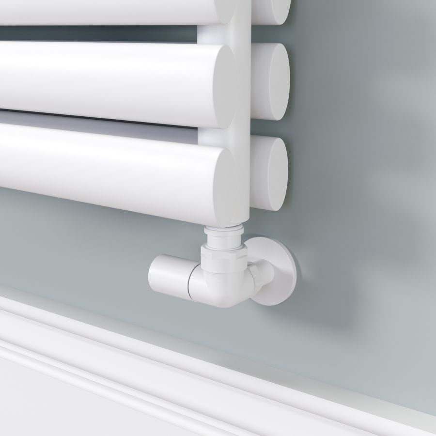 Sorrento Linea White Oval Designer Radiator 472x1800mm Double Panel 5072 BTU - Horizontal Bars