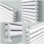 Sorrento Linea White Oval Designer Radiator 472x1800mm Double Panel 5072 BTU - Horizontal Bars