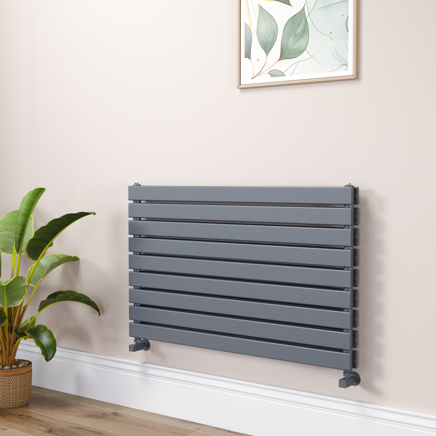 Riace Dark Grey Anthracite Flat Designer Radiator 630X1000mm Double Panel 3727 Btu