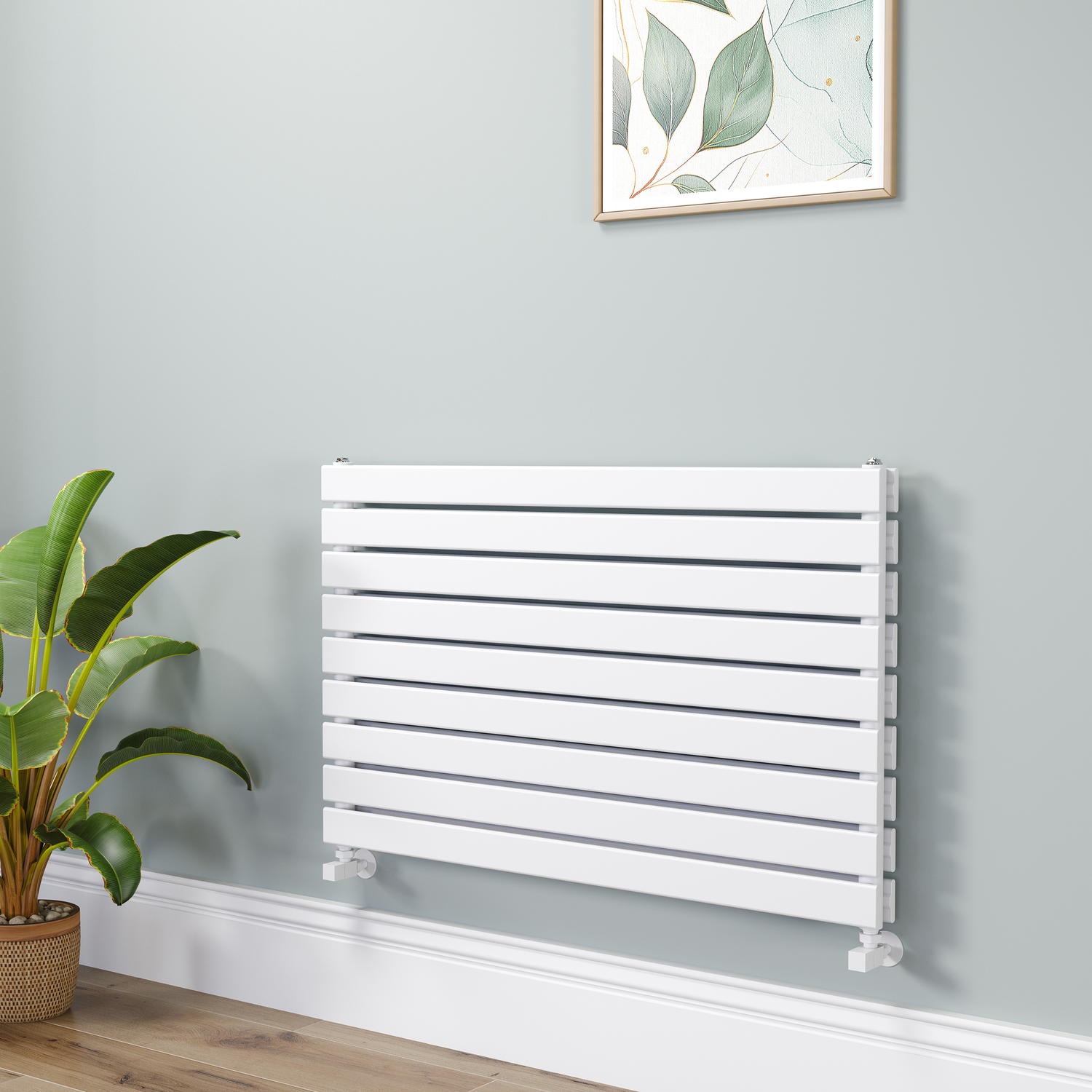Riace White Flat Designer Radiator 630X1000mm Double Panel 3727 Btu