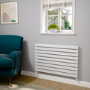 Riace Linea White Flat Designer Radiator 630x1000mm Double Panel 3727 BTU - Horizontal Bars