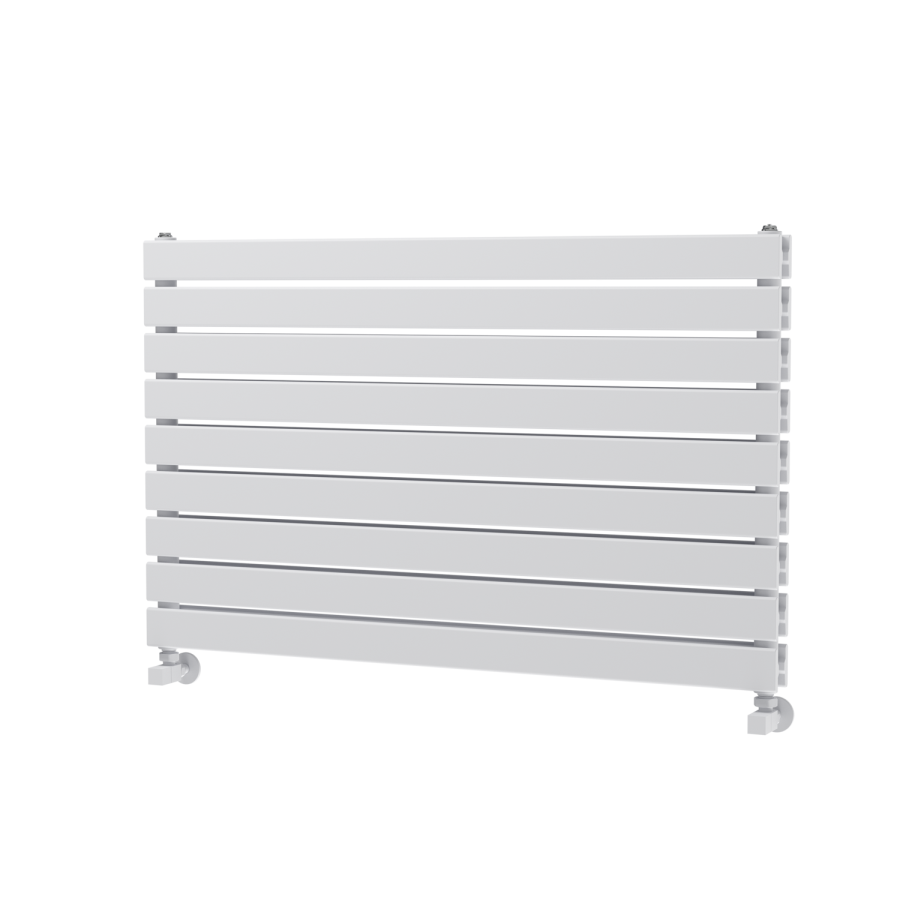 Riace Linea White Flat Designer Radiator 630x1000mm Double Panel 3727 BTU - Horizontal Bars