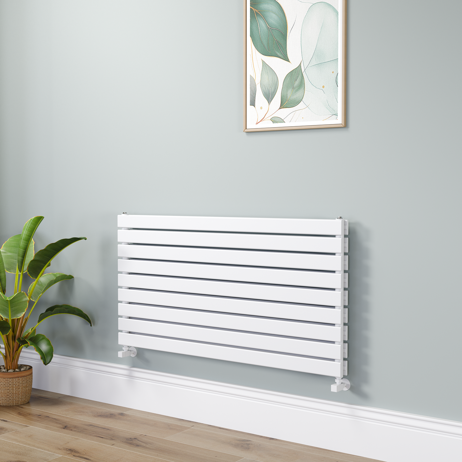 Riace White Flat Designer Radiator 630X1200mm Double Panel 4386 Btu