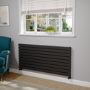 Riace Linea Midnight Black Flat Designer Radiator 630x1400mm Double Panel 5027 BTU - Horizontal Bars