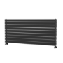 Riace Linea Midnight Black Flat Designer Radiator 630x1400mm Double Panel 5027 BTU - Horizontal Bars