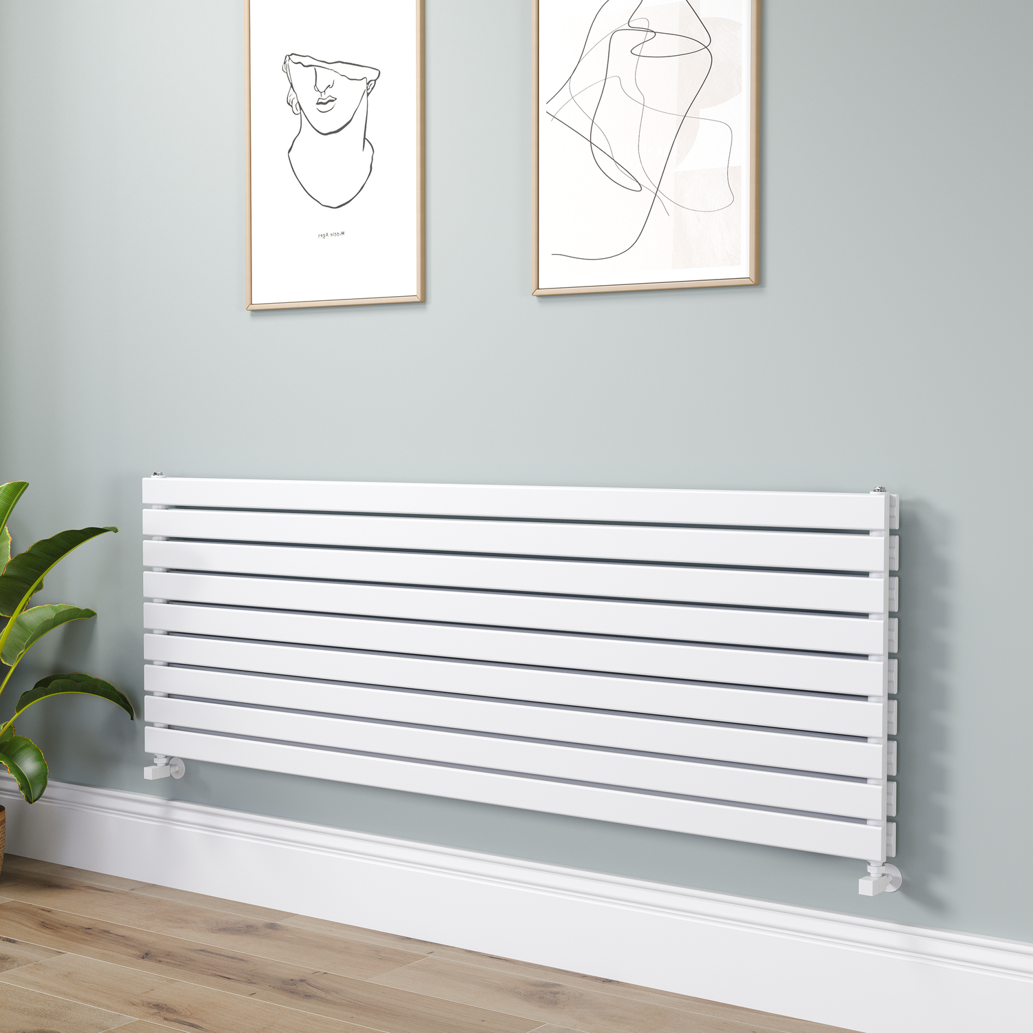 Riace White Flat Designer Radiator 630X1800mm Double Panel 6256 Btu