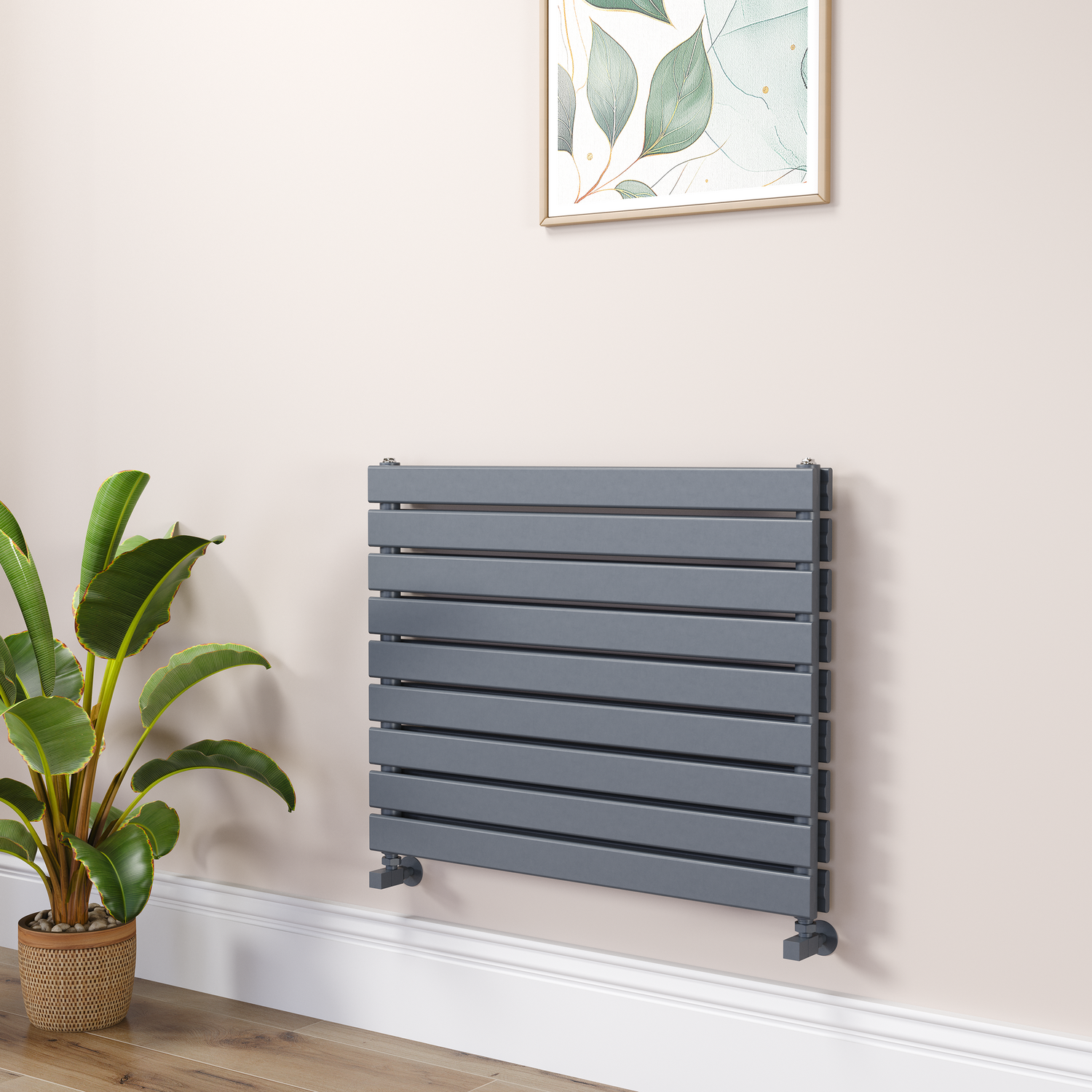 Riace Dark Grey Anthracite Linea Anthracite Flat Designer Radiator 630X800mm Double Panel 3044 Btu - Horizontal Bars