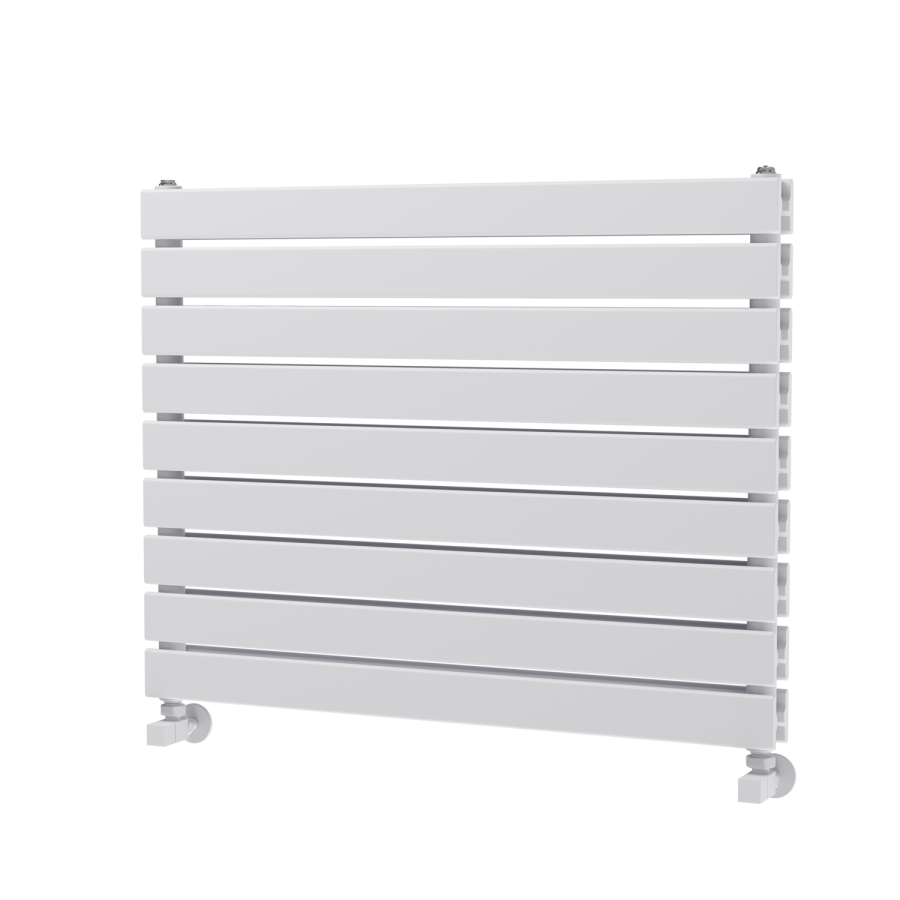 Riace Linea White Flat Designer Radiator 630x800mm Double Panel 3044 BTU - Horizontal Bars