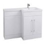 White Right Hand Vanity Unit Furniture Suite - W1090mm - Includes Mid Edge Basin Only