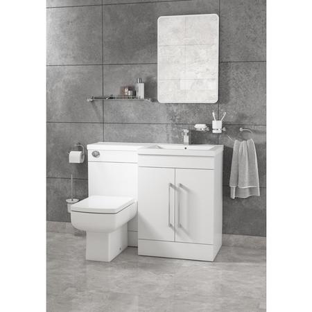 White Right Hand Vanity Unit Furniture Suite - W1090mm - Includes Mid Edge Basin Only