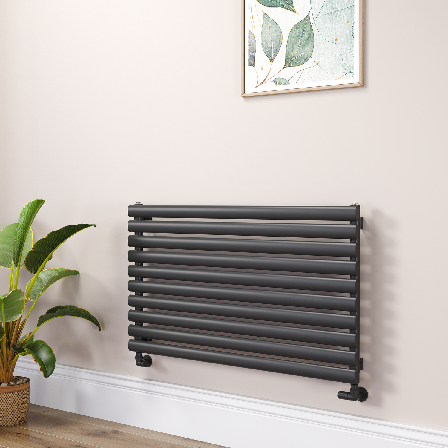 Sorrento Midnight Black Oval Designer Radiator 590X1000mm Single Panel 2420 Btu