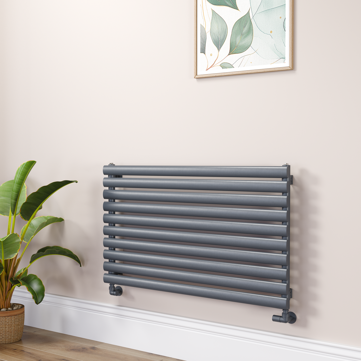 Sorrento Dark Grey Anthracite Oval Designer Radiator 590X1000mm Single Panel 2420 Btu