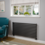 Sorrento Linea Black Oval Designer Radiator 590x1200mm Single Panel 2863 BTU - Horizontal Bars