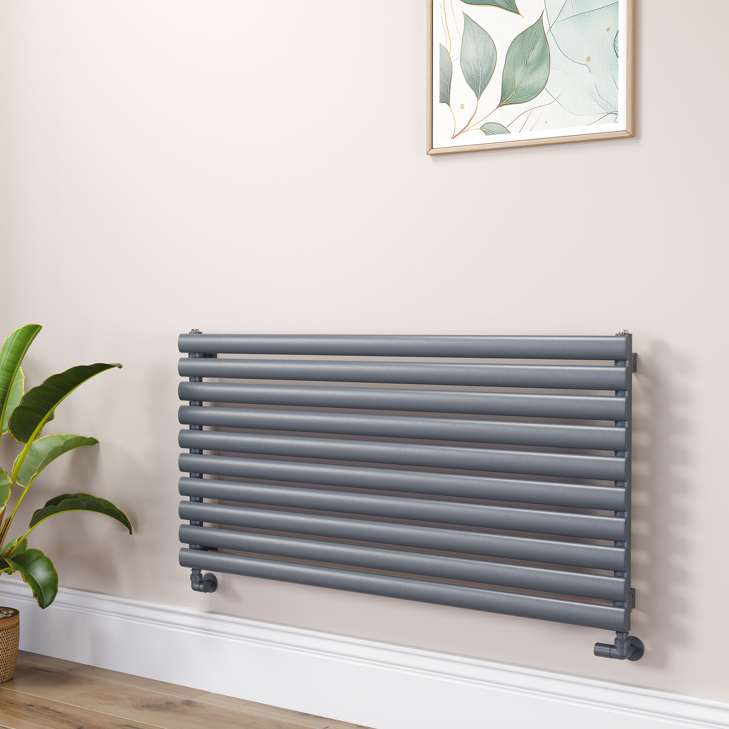 Sorrento Dark Grey Anthracite Oval Designer Radiator 590X1200mm Single Panel 2863 Btu